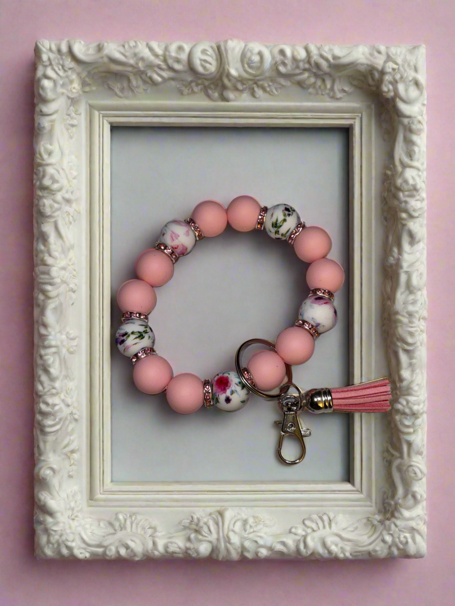 Pink keychain bracelet