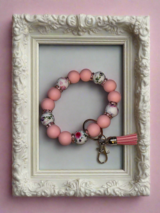 Pink keychain bracelet