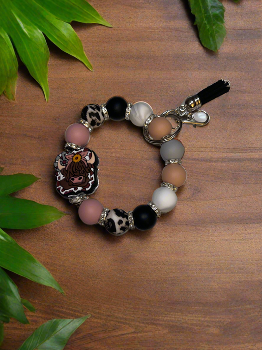 Cow keychain bracelet