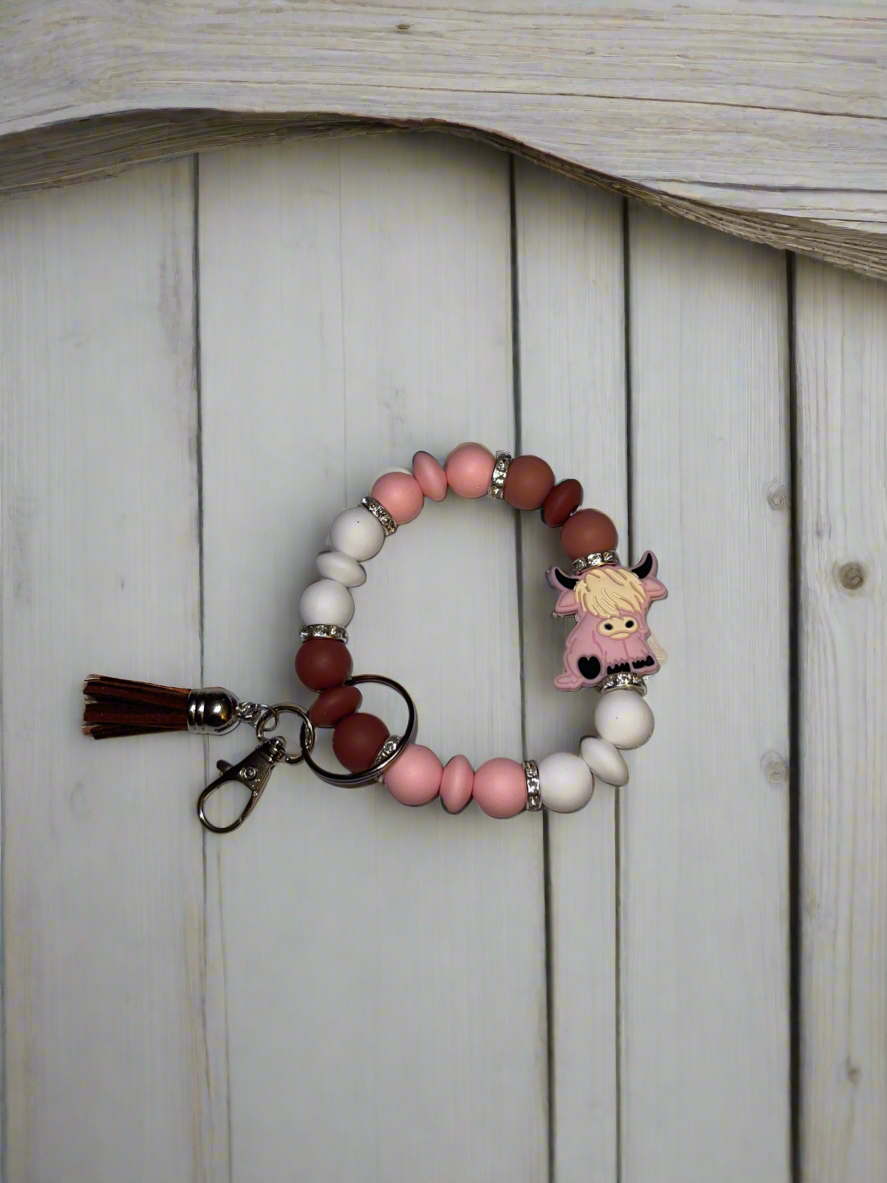 Cow keychain bracelet